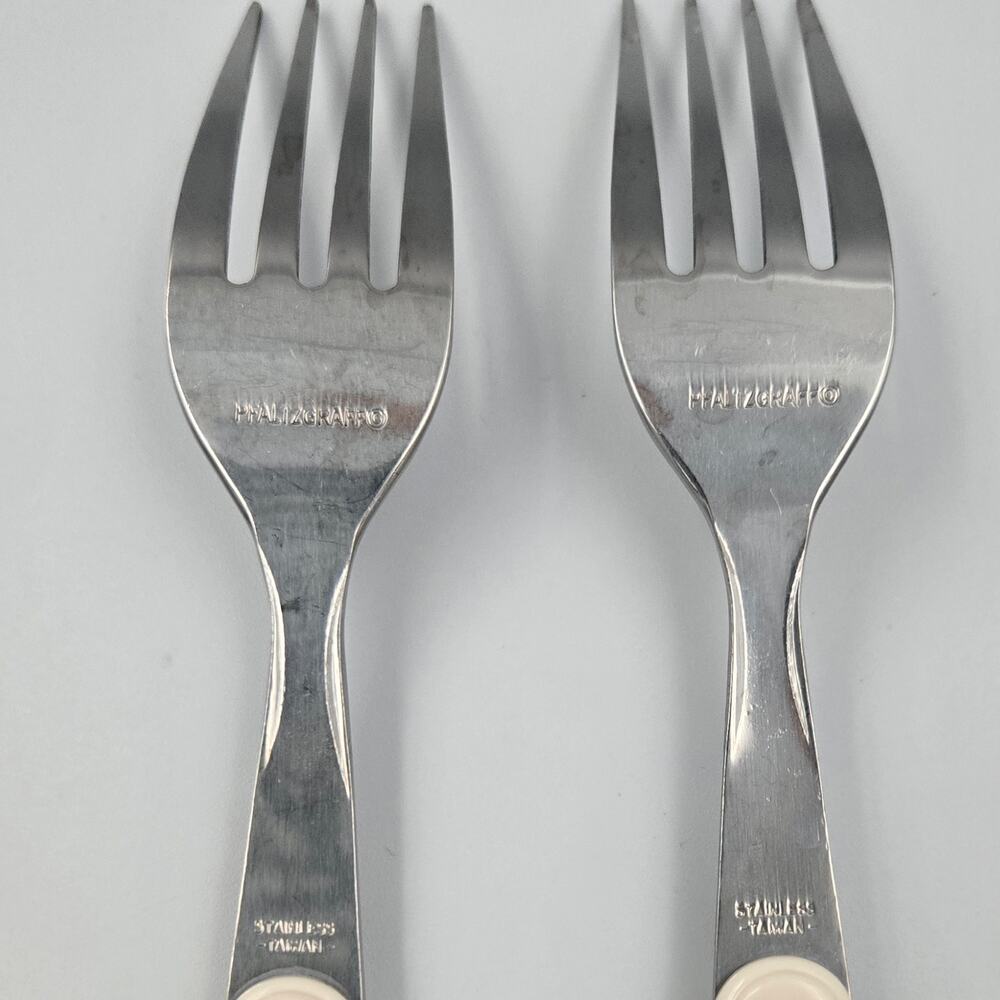 Two Pfaltzgraff 8" Snow Village Stainless Steel Dinner Forks Replacements - Picture 5 of 6